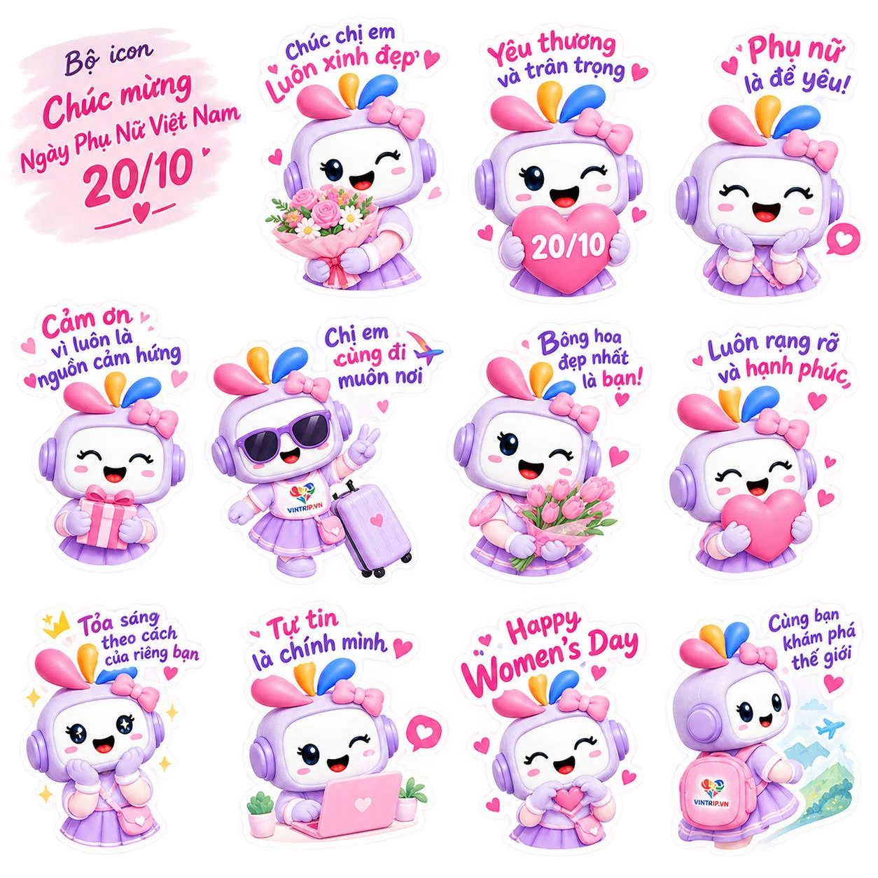 Đón 20/10 Cùng Vintrip Với Bộ Icon Trippy Siêu Đáng Yêu