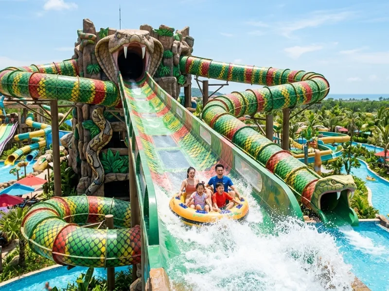 Chinh phục đường trượt nước khổng lồ hình cobra độc đáo