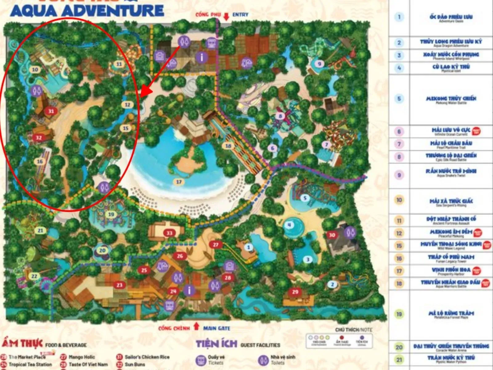 Mekong Êm Đềm nằm ở đâu trong Aqua Adventure?