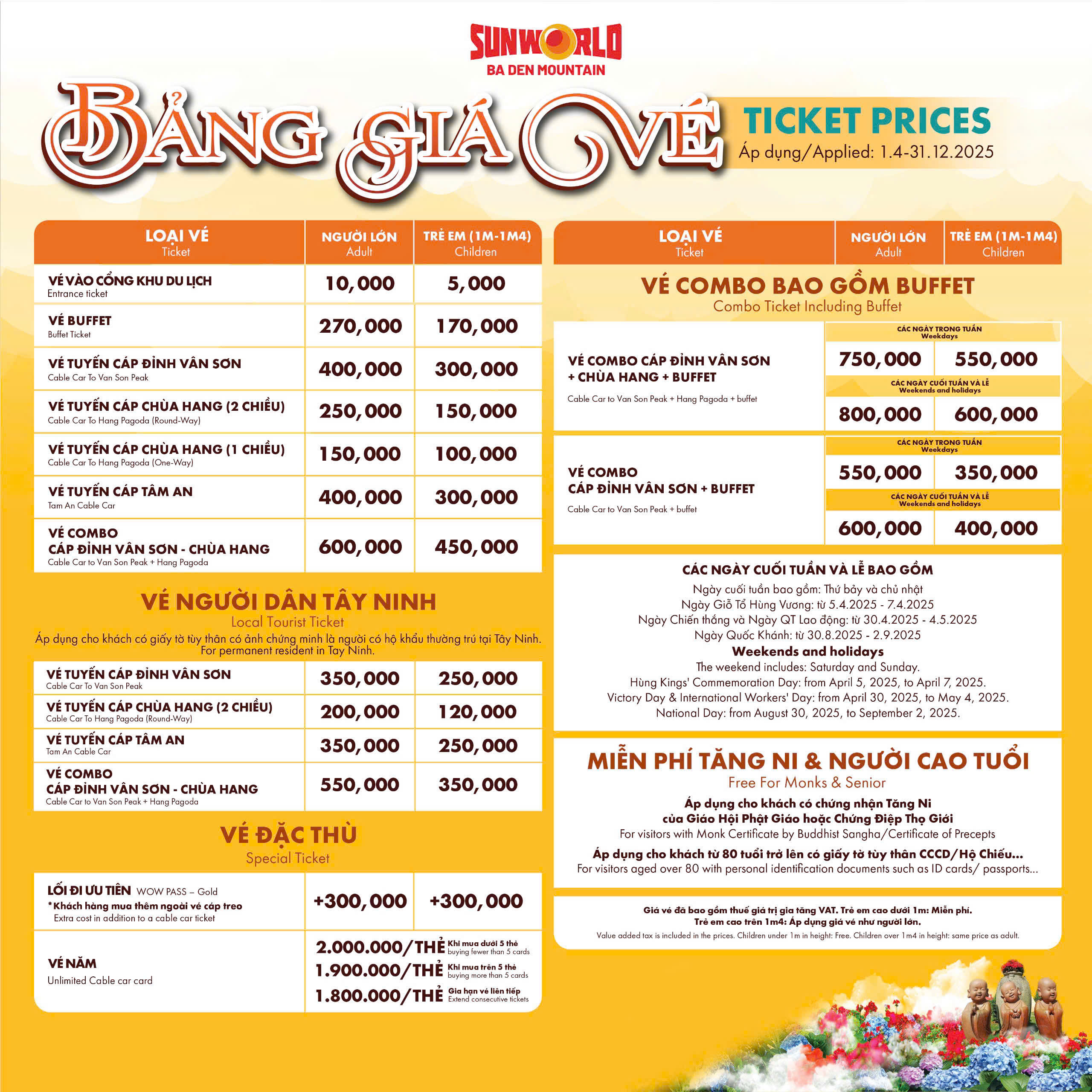 Giá vé Cáp treo Tây Ninh 2025 – Trải nghiệm đỉnh cao cùng Vintrip
