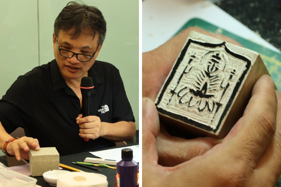 林滄池老師實作與講解佛像肖形印之歷史與藝術。