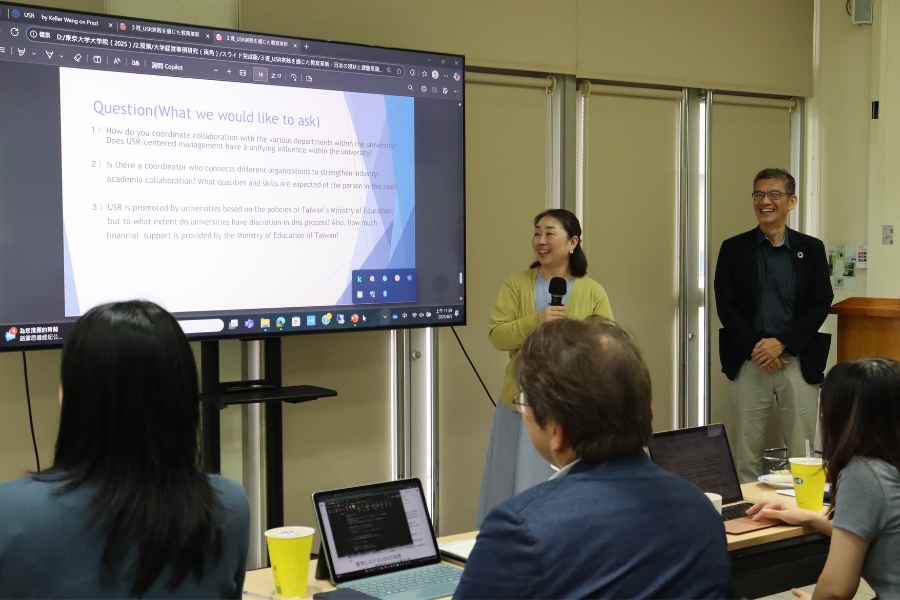 東大特任補佐両角亜希子教授於簡報後,對逢甲永續計畫展開深入提問。