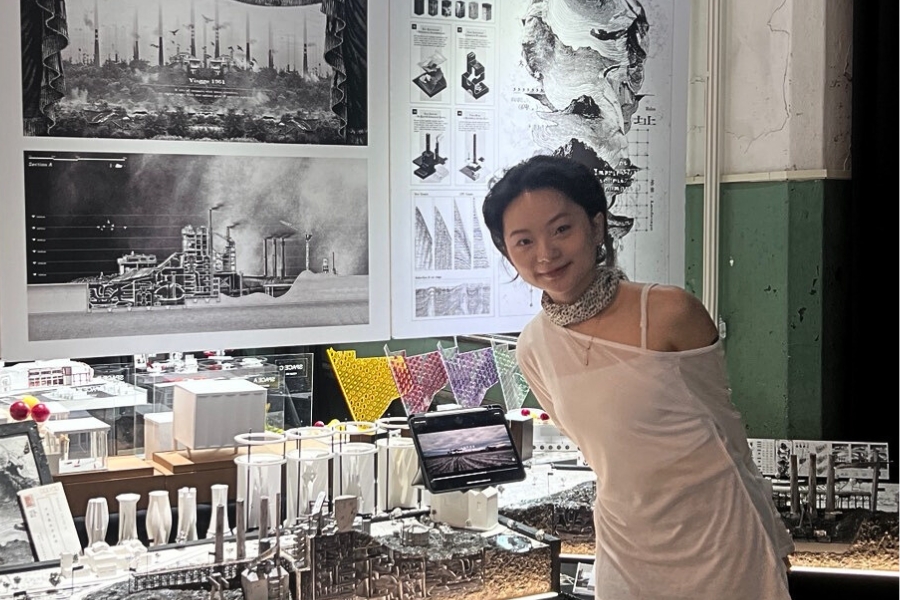 吳喬茵以畢業設計作品《沉墓:一場無聲的告別》,榮獲「2025年台灣國際學生設計競賽」建築與景觀設計類銀獎。