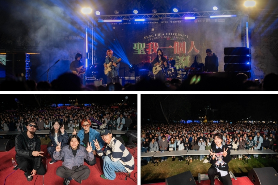 聖誕演唱會邀請校內外表演者輪番登台，在熱情歌聲中吸引許多同學一起同樂。