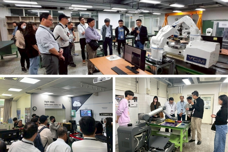 與會委員分組參訪，逢甲師生針對設備特色、教學應用與產學接軌模式進行專業解說，深獲肯定。