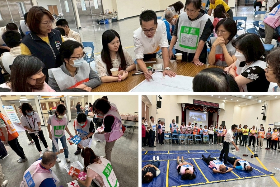 透過SOP(避難所營運)桌遊、避難所開設箱、防災道具操作與實際空間放樣,讓學員能具體理解避難收容處所開設後所面臨的管理挑戰。