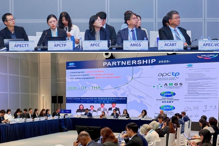 我國ACABT、泰國APEC-CTF、韓國AMGS、韓國APCTP等與會代表報告APEC中心科創聯盟合作宣言及任務目標。