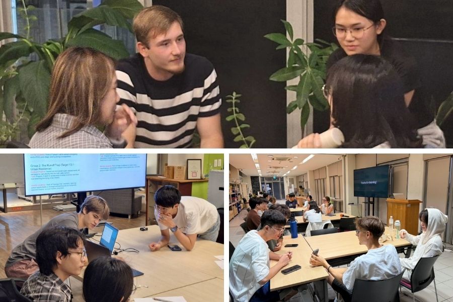 永續處2026年10月邀請5國8位國際學生舉辦SDGs英語主題工作坊,以第一手生活經驗與逢甲學生分享各自國家的永續發展議題。