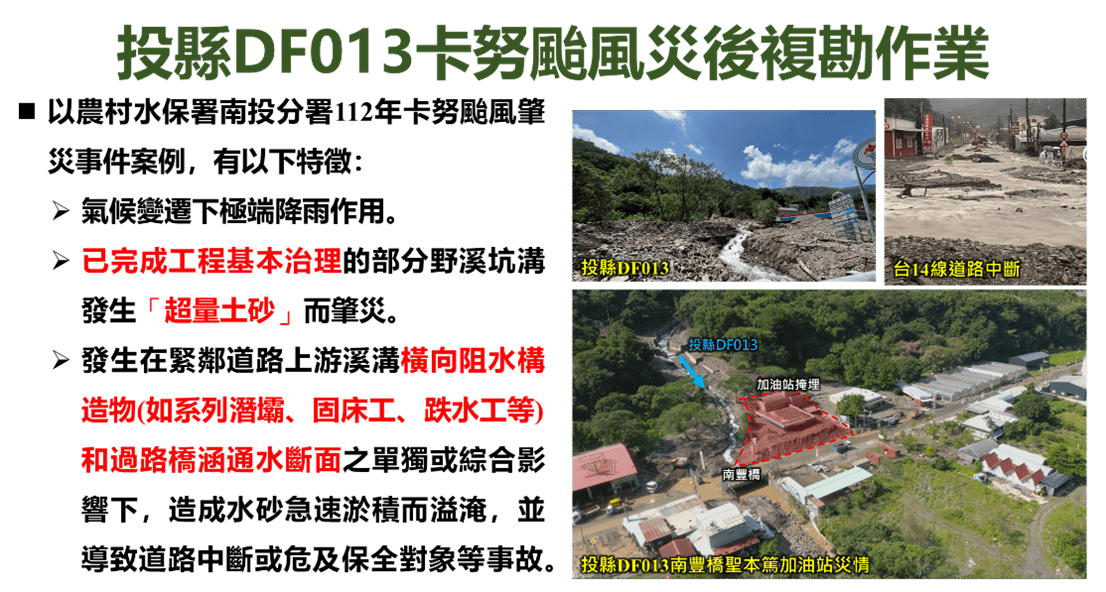 南投縣卡努颱風災後複勘作業。