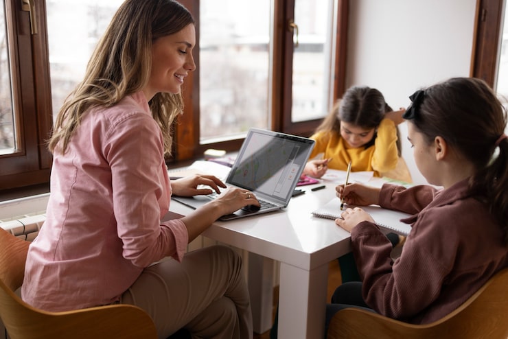 medium shot mother working from home 23 2150231632 1