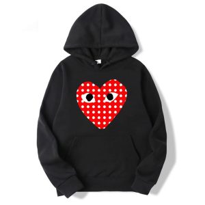 CDG White Dotted Heart Hoodie 300x300 1