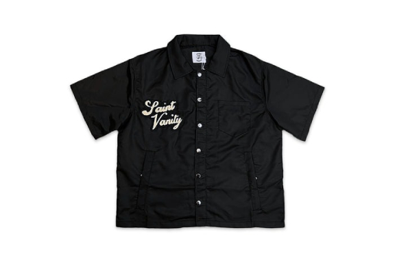 Saint Vanity Nylon Button Zip Up Tee Black