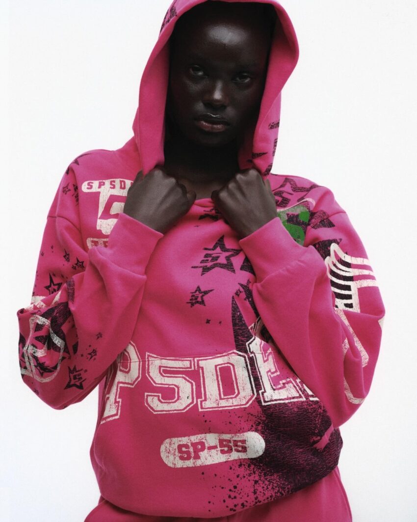 Sp5der Hot Pink Stencil Star Hoodie