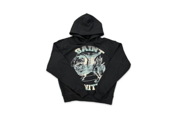 Saint Vanity Logo Hoodie Black Teal