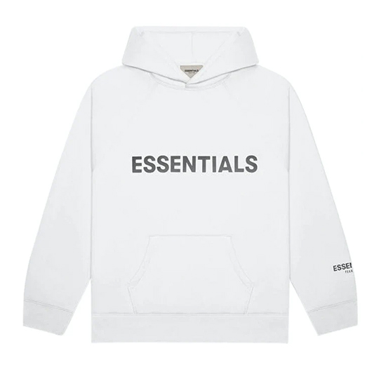 Pull A Capuche Blanc Avec Logo Applications Essentials