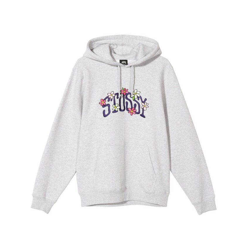 Stussy Collegiate Floral Hoodie Ash Heather