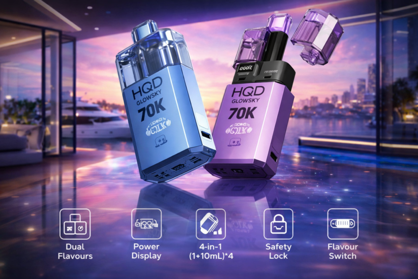 HQD Glowsky vapes in sleek setting