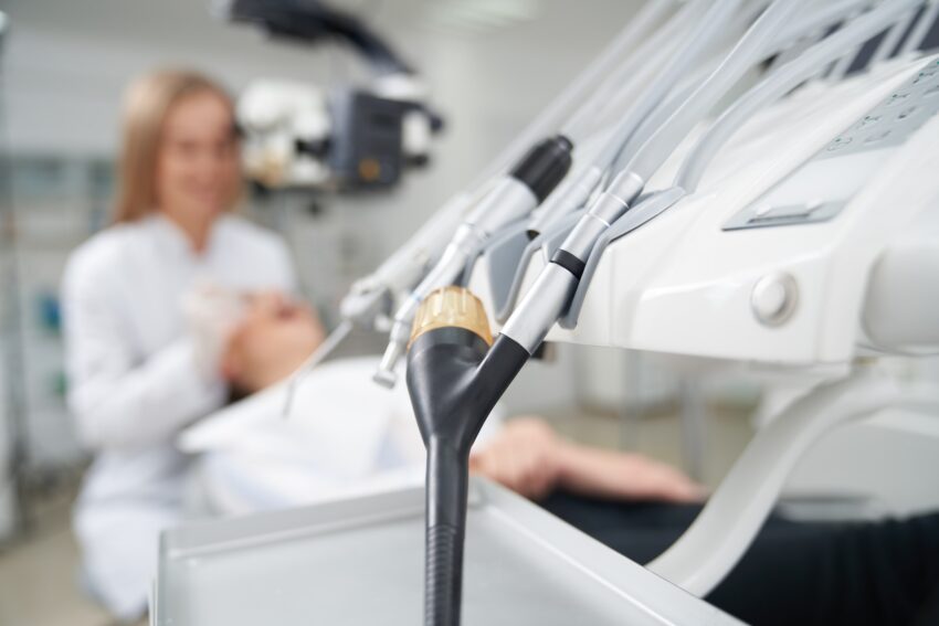 dental professional equipment close up in clinic