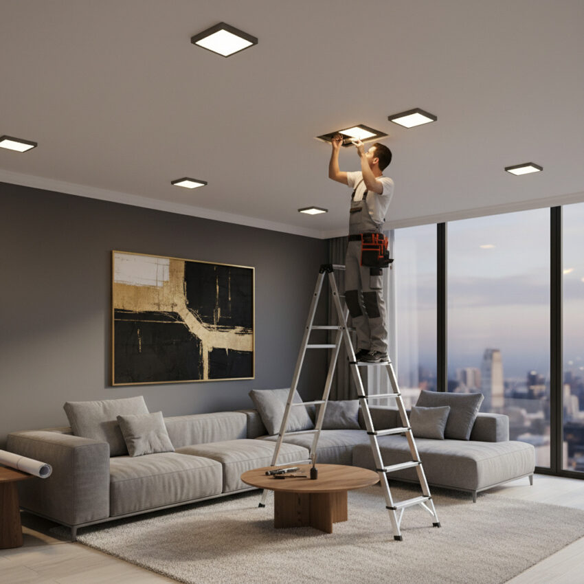 Electrician20installing20LED20lights