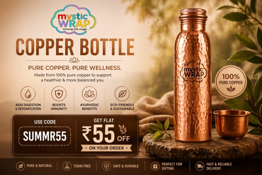 MysticWrap Hammered Copper Tamba Water Bottle 1000 ML