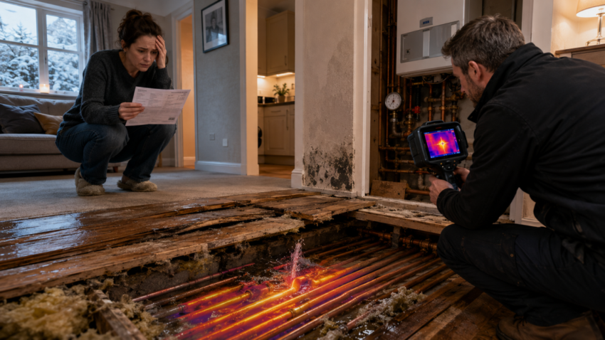 Underfloor leak inspection and heating problem 1 1