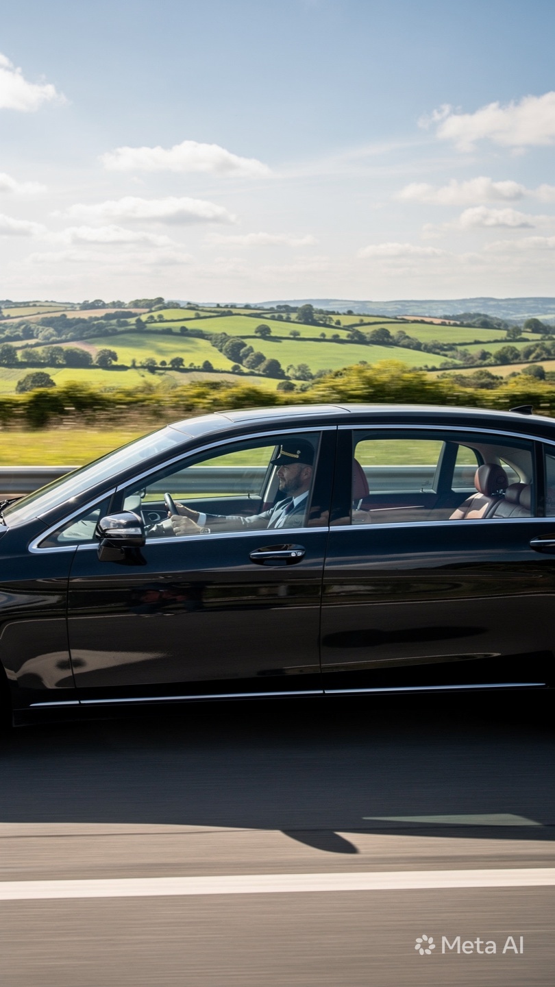luxury airport transfer vehicle on highway from he 1
