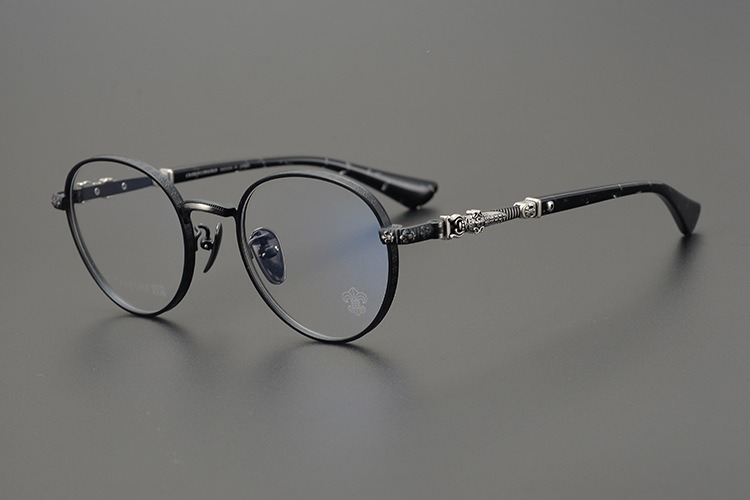 imageye imgi 17 Chrome Hearts Titanium All Black Round Glasses 1