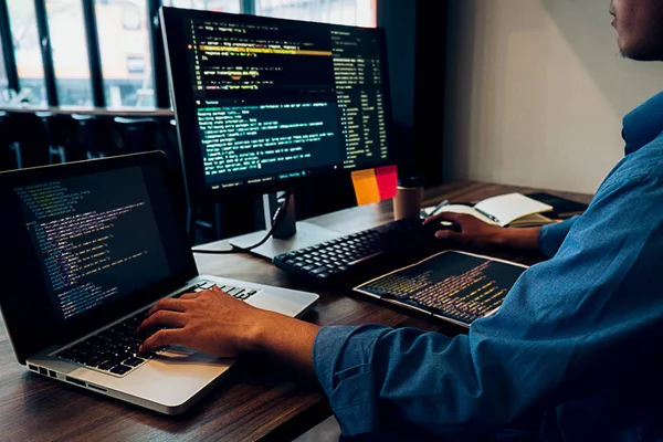 depositphotos 243120806 stock photo programmer working software development coding