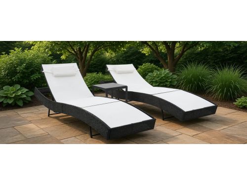 2 stuks verstelbare ligstoelen zwart met tafel dubbele zonnebed 500x375 1