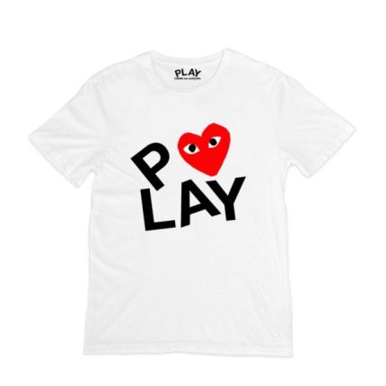 CDG T Shirt white Screen print Double Heart 430x430 1