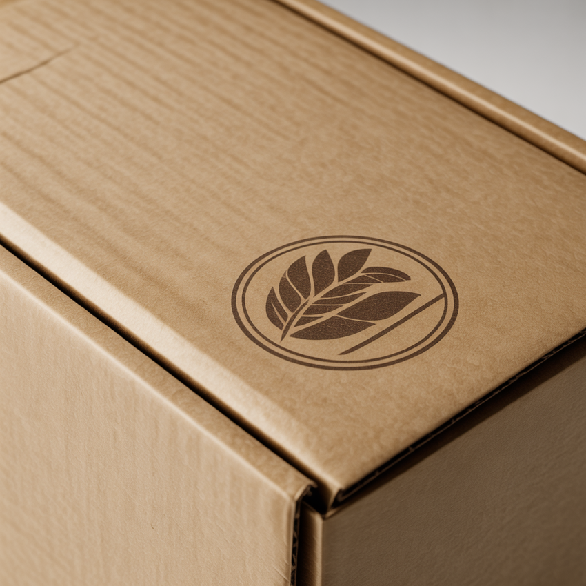 ideogram v3.0 A close up shot of an eco friendly cardboard box showing recycled paper fibers a 0