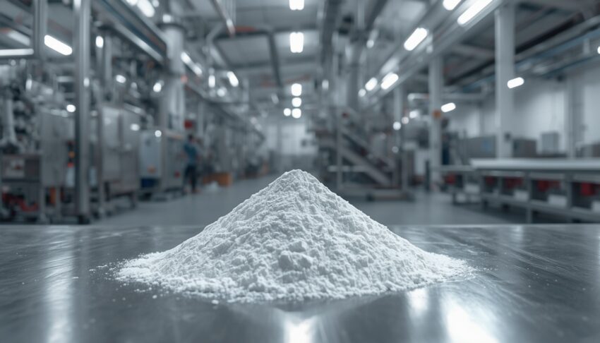 lucid origin Create an ultra realistic industrial scene featuring high purity Potassium Iodat 0