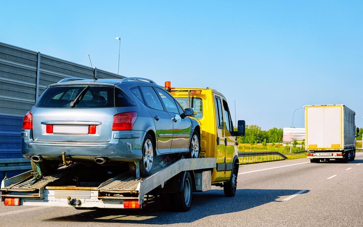 low tow truck trailer with car road auto vehicle with carrier transporter hauler driveway european transport logistics haulage work transportation haul highway 250132 1286