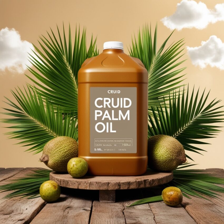 phoenix v0.9 Generate a vibrant and informative image showcasing Cruid Palm Oil with a large 0