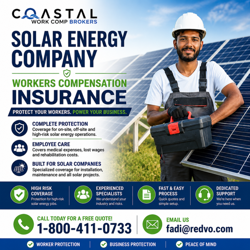 Solar Energy Company Workers Compensation Insurance