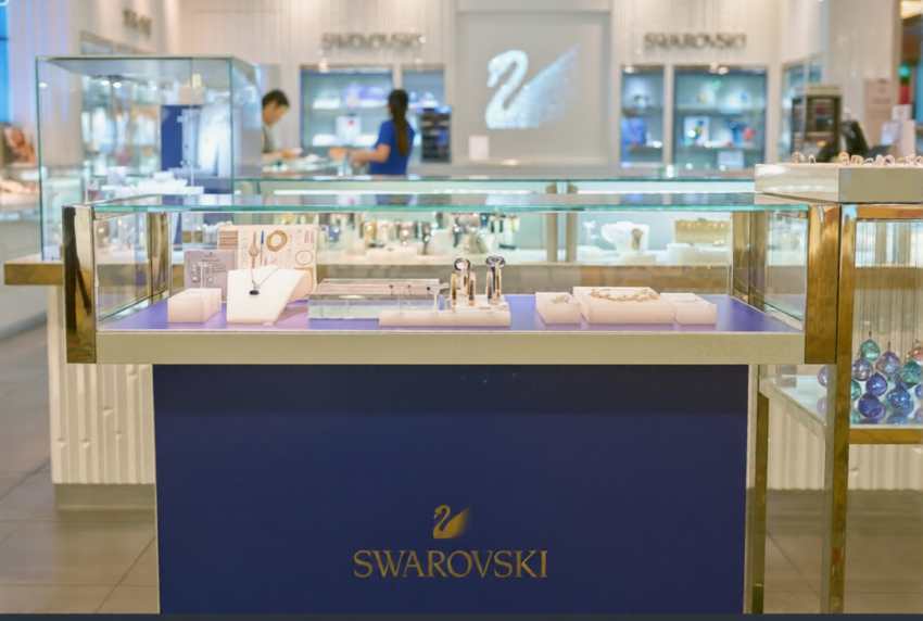 stock photo singapore circa september swarovski store at singapore changi airport changi airport is 634317548 ezremove