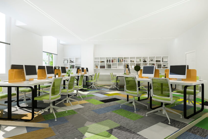 green business meeting working room office building with bookshelf 1