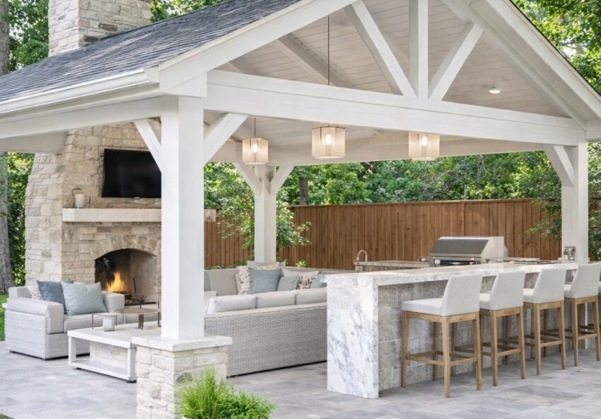 modern white outdoor kitchen porch cropped