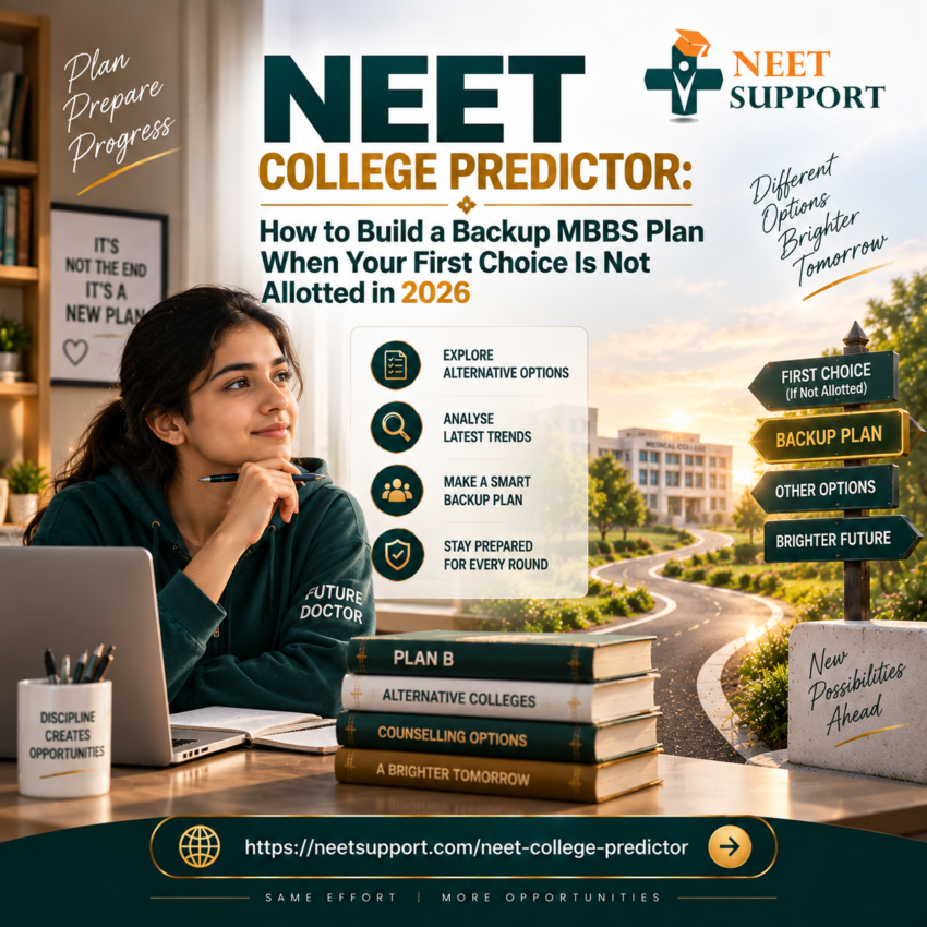 NEET College Predictor How to Build a Backup MBBS Plan When Your First Choice Is Not Allotted in 2026 NEET Support
