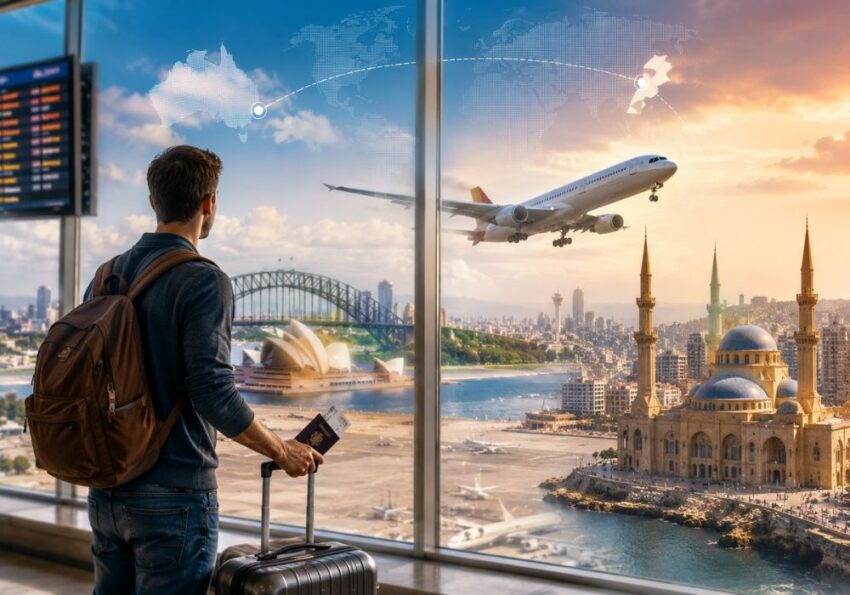 Australia to Lebanon flight