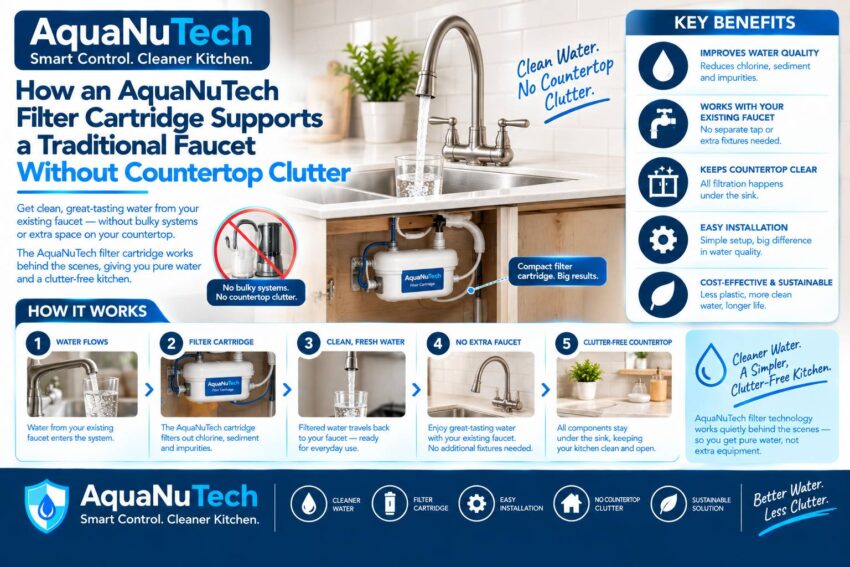 How an AquaNuTech Filter Cartridge Supports a Traditional Faucet Without Countertop Clutter