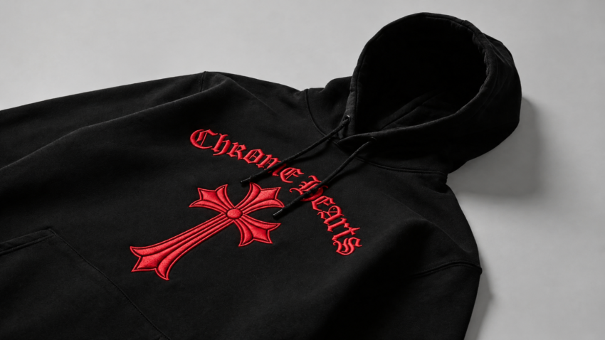 Chrome Hearts Hoodie con Pugnale Rosso %E2%80%94 Il Contrasto Nero Rosso