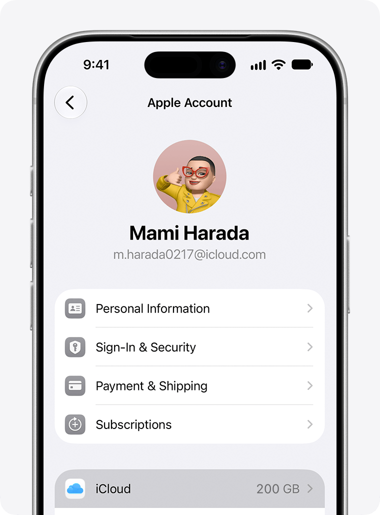 ios 27 iphone 17 pro settings apple account icloud selected