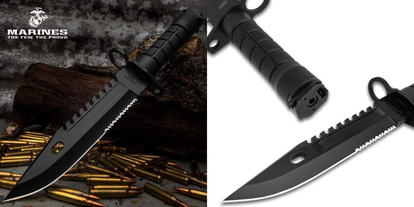 usmc m9 bayonet stainless steel blade sawback spine
