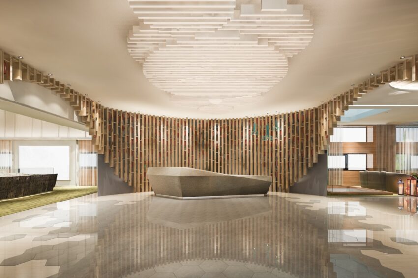 3d rendering modern luxury hotel office reception meeting lounge 1