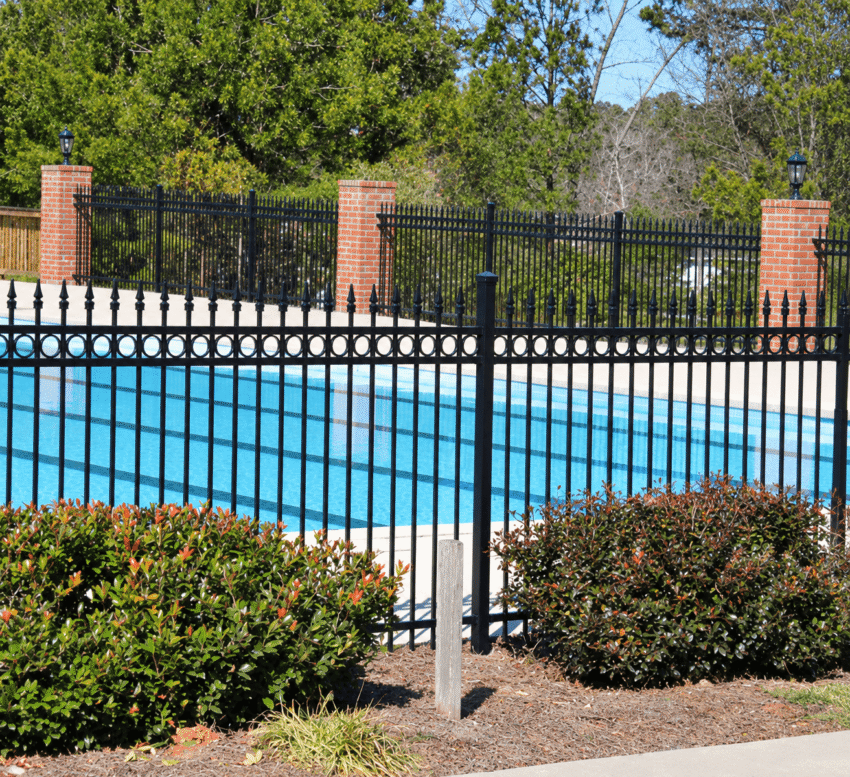spear top ornamental pool fence installation charleston sc