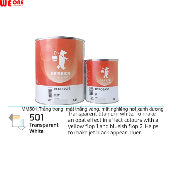 MÀU GỐC DEBEER MM 501 TRẮNG SƯƠNG