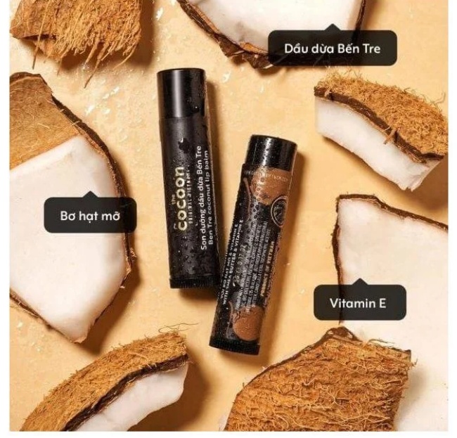 Son Dưỡng Dầu Dừa Cocoon Ben Tre Coconut Lip Balm With Shea Butter & Vitamin E