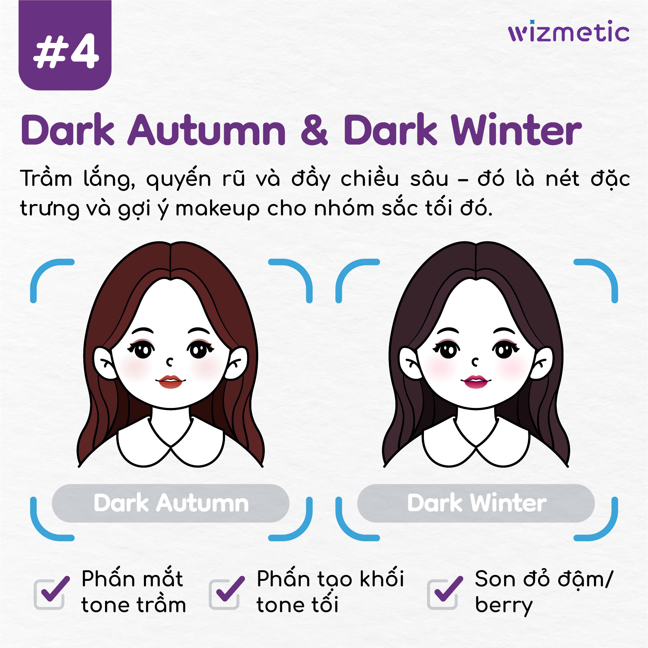 Bí Quyết Makeup Tone Trầm cho Nhóm Màu Dark Autumn & Dark Winter