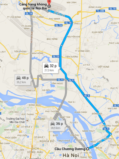 đường đi sân bay Nội Bài 5